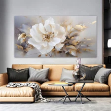 Abstract White Flower Canvas Painting Canvas Wall Art Home Decor Posters Prints