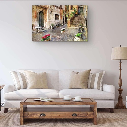 Italian City Painting 90x60cm Framed Premium Quality Wall Art Print - Picture 3 of 3