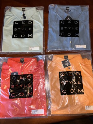 Lot Of 4 QED style Mens Sz M polo shirt peach, Drift, Pimento, Light Wash,NWT