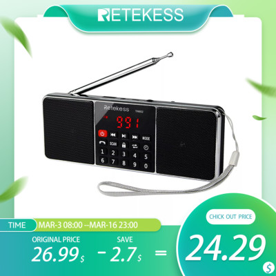 Retekess TR602 Portable Radio FM/AM Stereo Rechargeable Bluetooth Digital Radio 