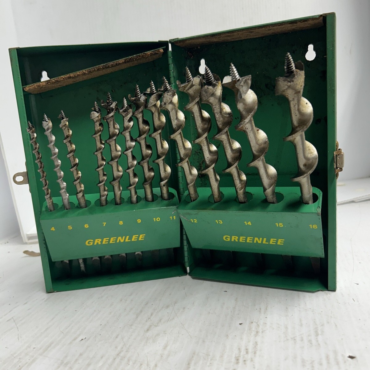 OUR キルティングベスト オリーブグリーン Vintage Complete 13 Piece Greenlee 1-2121 Set Auger Hand Drill