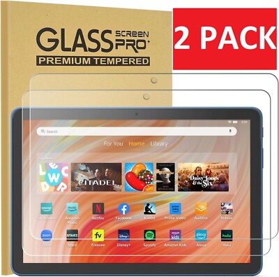 (2PCS)Tempered Glass Screen Protector For 2023 Amazon Fire HD 10 13th Gen Tablet