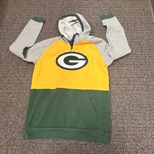 Green Bay Packers NFL Team Apparel Quarter Zip Hoodie Youth Size Large FLAW