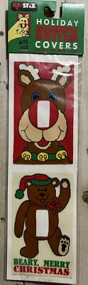 Re-Stix Christmas Light Switch Covers Reusable Glow In Dark Reindeer Teddy Bear