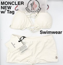 Auth MONCLER 'New' Separated Swimsuit Ivory Size S Logo USA Tag Dust Bag w/ FS