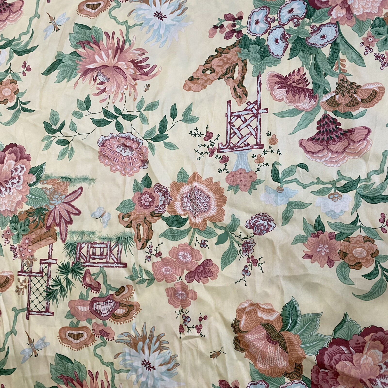 Vintage Schumacher Empress of China Kenli Gardens Fabric 9 Yards Chintz ...