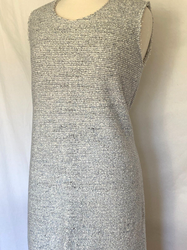 Amina Rubinacci Nigeria Lurex Boucle Sheath Dress Blue White Silver SZ 10 EU 46