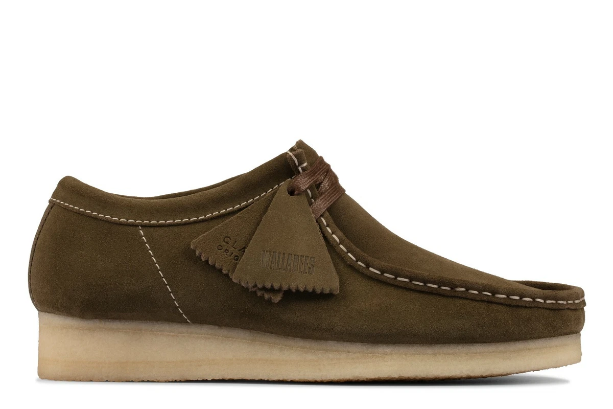 NEW MENS CLARKS ORIGINALS WALLABEE LIMITED EDITION KHAKI GREEN SUEDE LOW SHOES