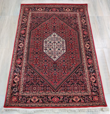 Vintage Handgeknüpfter Vorleger 100 % Wolle Orientalisch Bijar Medaillon 3 7 ...