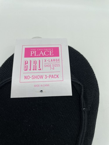The Children's Place Girls Black No Show Socks 3-Pack NWT Size XL Shoe size 7-8 - Picture 2 of 4