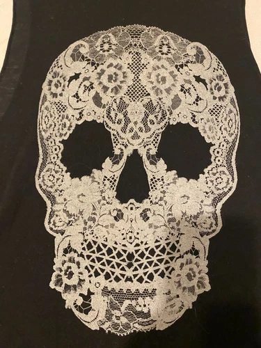 Express Women’s Lace Skull Sleeveless Tank Top Medium Black
