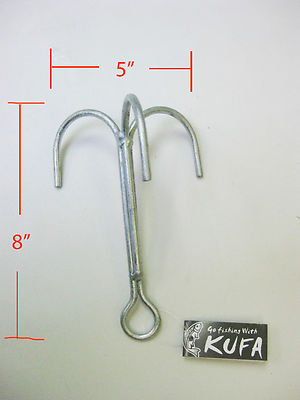 KUFA Galvanized steel Grappling hook (5''x8''H) Wire ø1/4'' (GP-3)