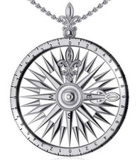 Peter Stone Kompass Schmuckanhänger 925 Silber Seefahrer Windrose fleur de lis