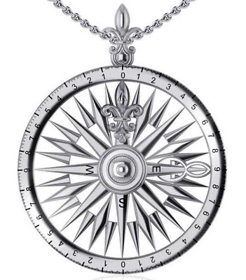 Peter Stone Kompass Schmuckanhänger 925 Silber Seefahrer Windrose fleur de lis