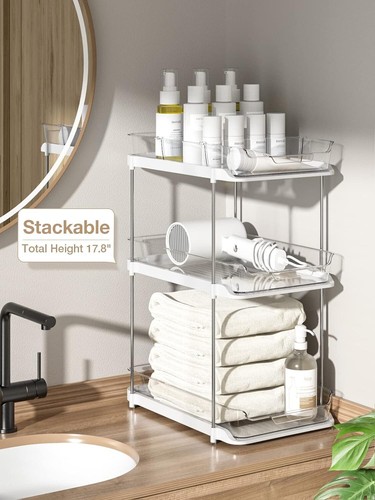 Multi-Purpose Under Sink Organizers: 2-Tier Acrylic Storage with 8 Dividers - Picture 6 of 8