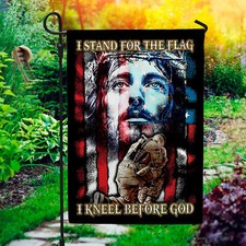 I Stand For The Flag I Kneel Before God Veteran Day Graden Flag