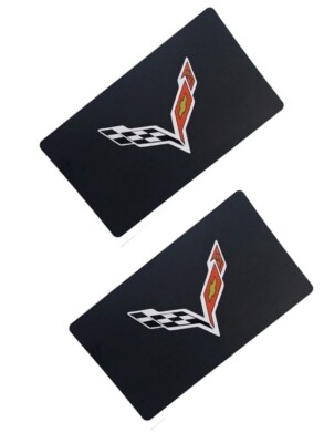 Fits 2015-2019 C7 Corvette - Visor Label Decal Covers With Crossflag Logo - Foto 2