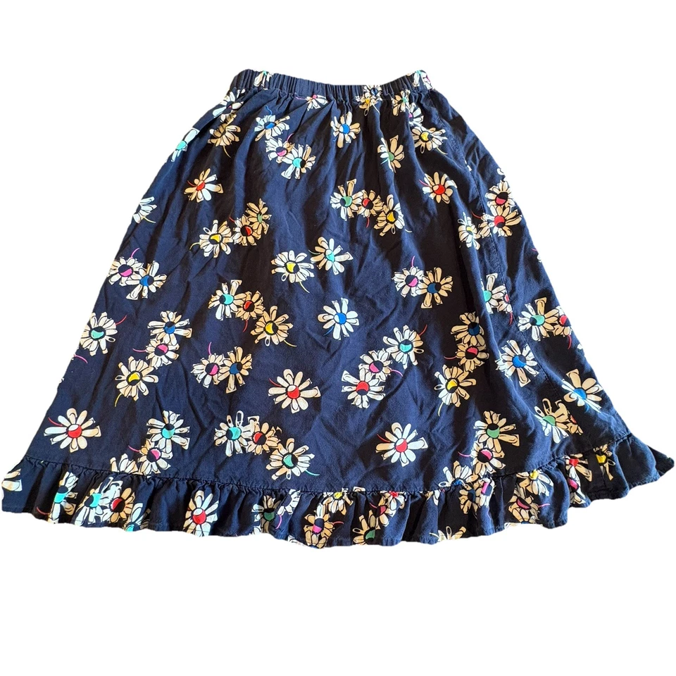 Saia de babado Hanna Andersson feminina envoltório falso floral marinho tamanho 10  - Imagem 2 de 4