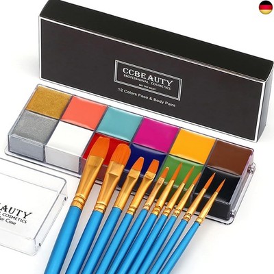 CCbeauty Kinderschminke Set 12 Farben Face Paint Professional Theaterschminke