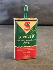 Vintage Singer Sewing Machine Oil Can $.30 Oiler Advertising Tin 4oz.