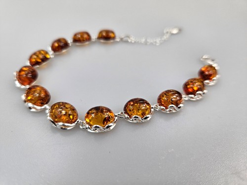 Pulsera de ámbar ámbar báltico real plata de ley 925 decoración de ámbar - Imagen 2 de 10
