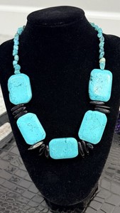 Vintage Sterling Silver Arizona Kingman Turquoise Slab Statement Necklace 100g