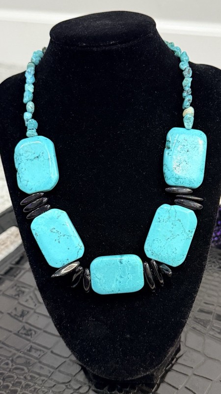 Vintage Sterling Silver Arizona Kingman Turquoise Slab Statement Necklace 100g