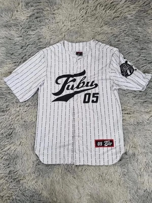 Maillot baseball vintage Fubu 05 Usa Hip Hop Old School années 2000 blanc noir - Photo 1/4