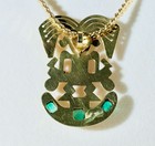14k Gold & Emerald Aztec Pendant Slide for Necklace - 1.5 in Tall — photo 2