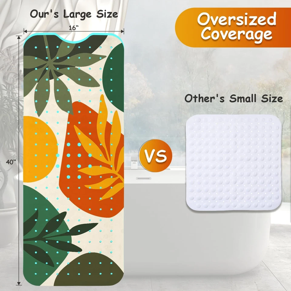 Alfombra de bañera antideslizante, alfombra de baño bohemia para bañera, alfombra de bañera extra larga ducha... Foto 3 de 4