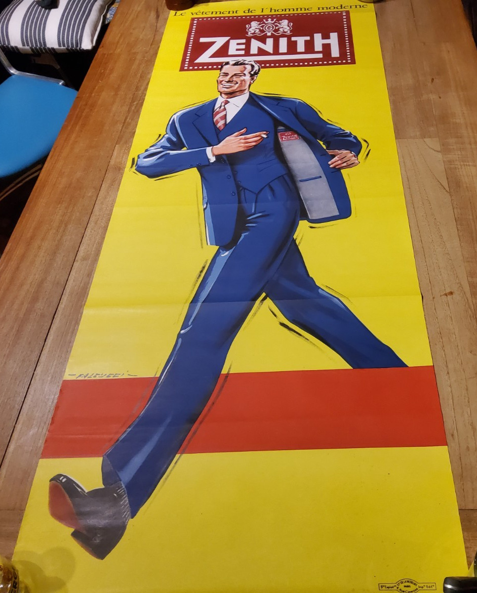 ORIGINAL VINTAGE POSTER ZENITH BY FALCUCCI 1950's