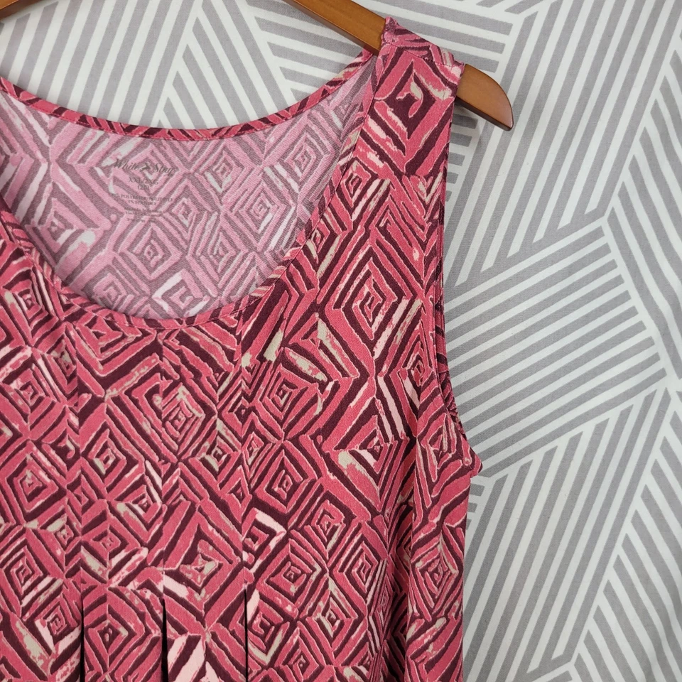 Vestido Vintage Y2K XXL Elástico Acampanado Midi Rosa Geométrico Años 60 Retro Para Mujer Foto 3 de 4