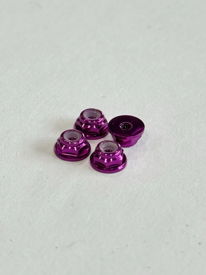 Losi Micro-B Micro-T Mini-Z Wheel Lock Nuts Aluminum 2mm Wheel Nuts Purple (4) - Image 2 of 4