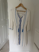 Anthropologie THML Dress White Embroidered Boho 3/4 Small