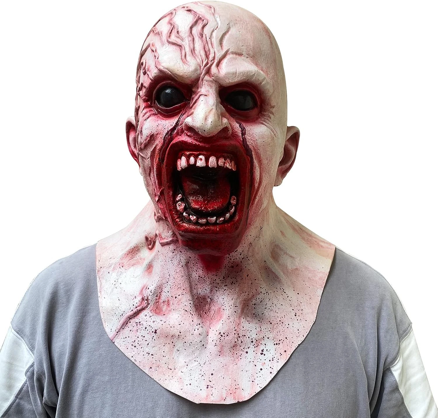 Zombie Mask Creepy Halloween Props Scary Realistic Face for Adult Party Cosplay