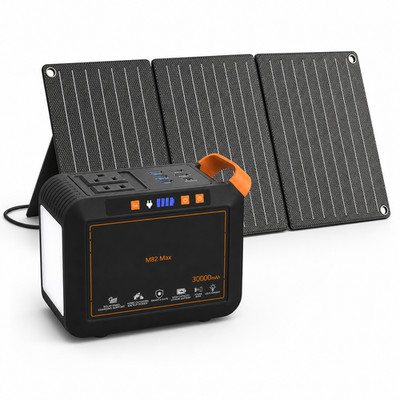 111Wh Solar Generator with 30W Panel Kit Portable Power Station 120W Peak Camp