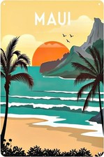 Maui Hawaii Beach Sunset Travel Tin Metal Signs Home D cor 8x12