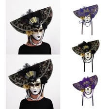 Womens Full Face Cover Visible Feather Cosplay Props Performance Costume Mask