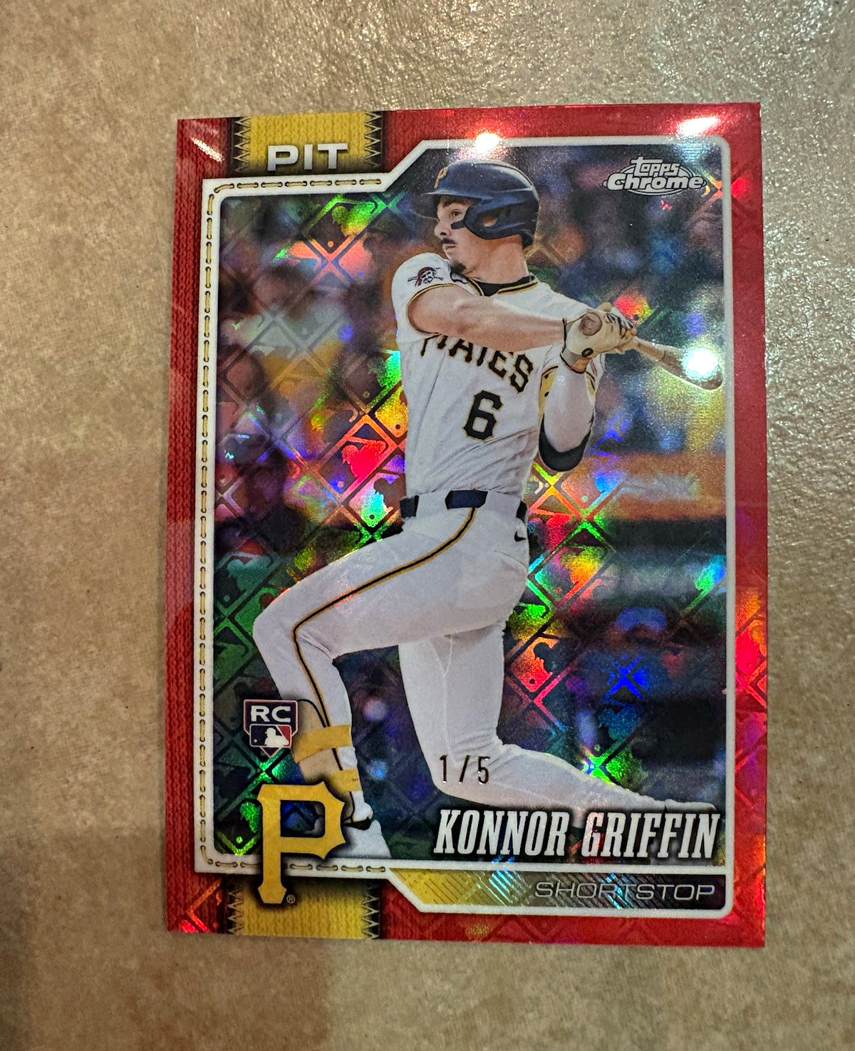 Topps Chrome Konnor Griffin RC Rookie Pirates #74 Logofractor Red 1/5