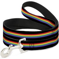 "Dog Leash Stripe Black/Rainbow Wide 1.5\" (Us Import)"