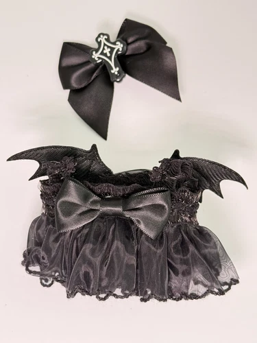 Doll Dress for 17Cm Plush Doll, Doll Clothes, 2 Pieces Devil Black Dress Set - Picture 3 of 6
