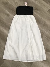 NWT Pretty Garden Black White Dress Tube Top Strapless Maxi Long Womens Size M