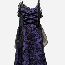 Pyramid Collection Velvet Corset Dress Goth Purple Black Large Halloween Costume