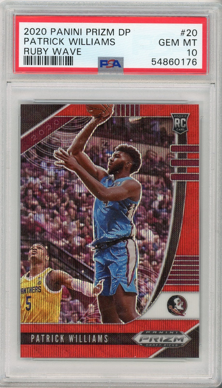 2020 PANINI PRIZM DRAFT PATRICK WILLIAMS #20 ROOKIE RUBY WAVE PRIZM PSA 10