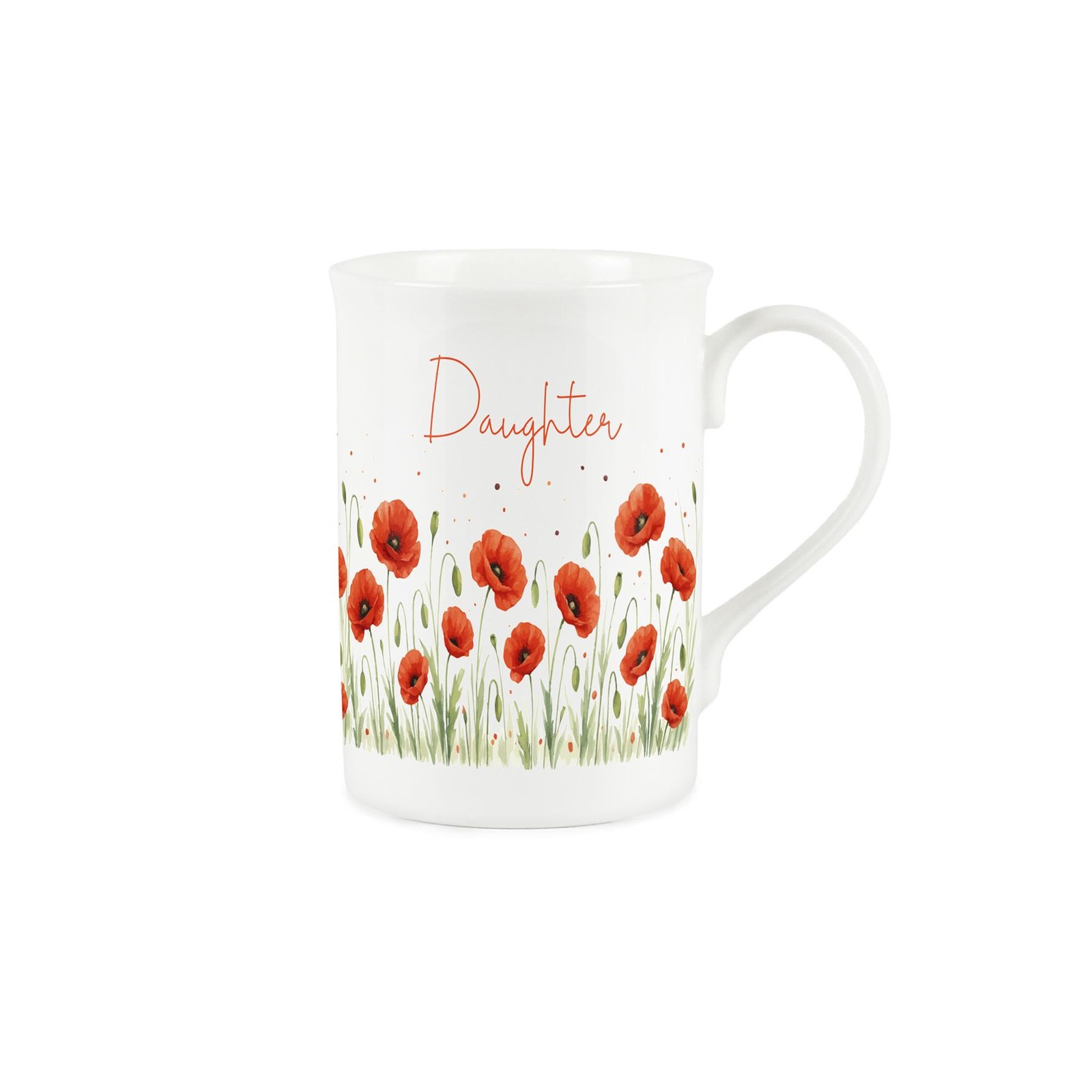 Summer Poppies Daughter Bone China Mug - Red Floral Remembrance Cup Gifts