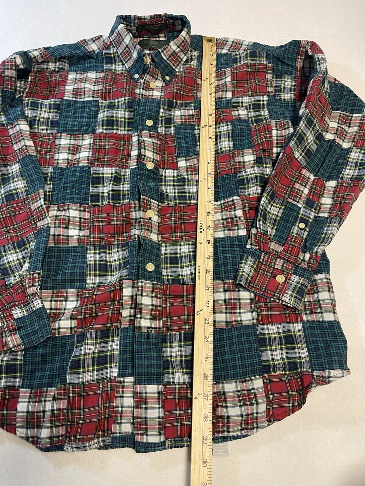 ORVIS- PATCHWORK PATTERN- LONG SLEEVE -BUTTON DOW… - image 3