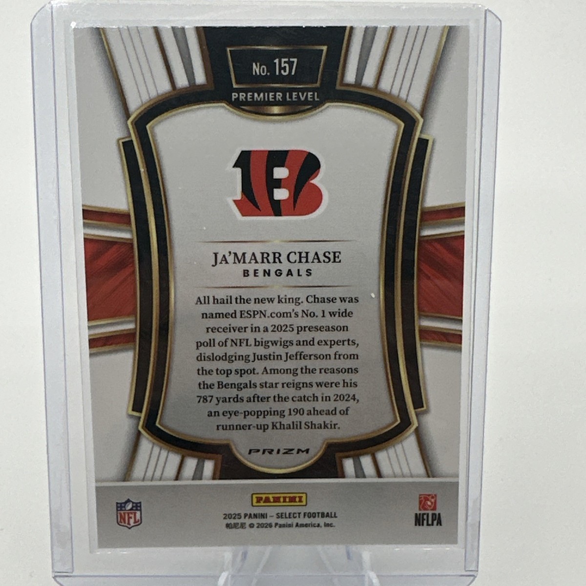 2025 Panini Select - Premier Level Ja'Marr Chase #157 Red & Blue