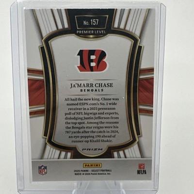 2025 Panini Select - Premier Level Ja'Marr Chase #157 Red & Blue
