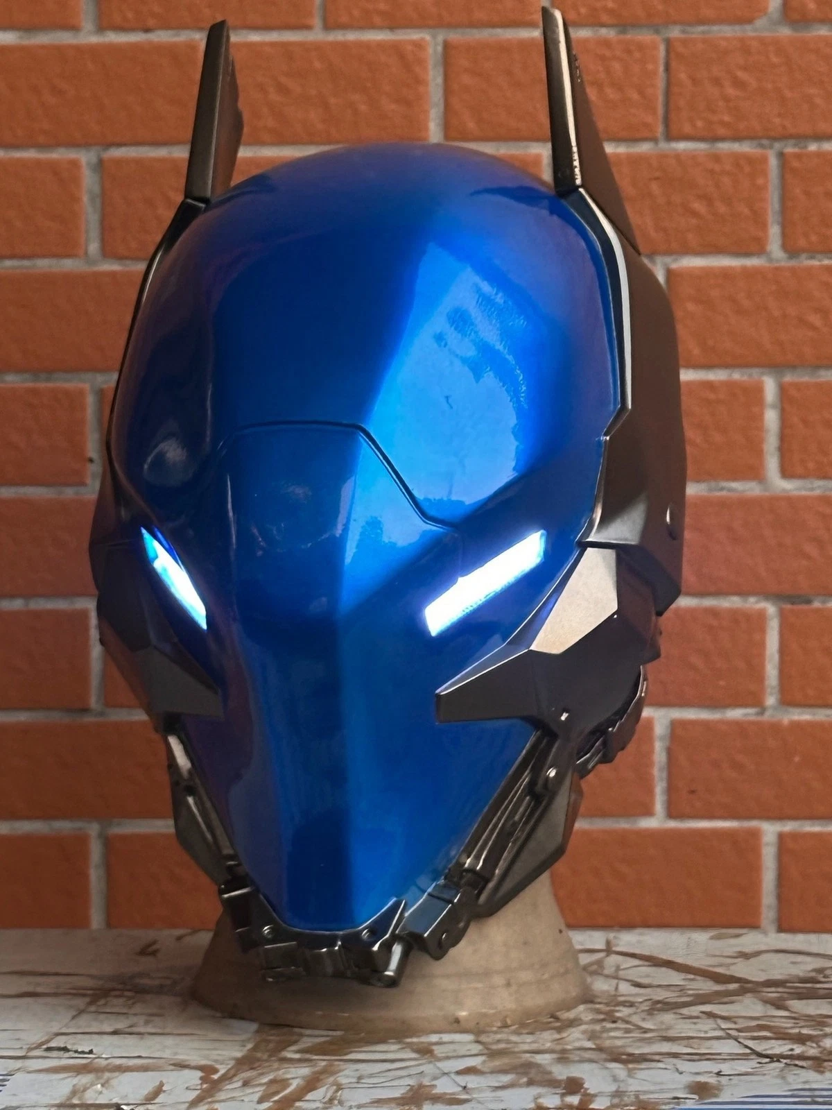 New Blue Hood Arkham Knight Batman Jason Helmet FRP LED Eyes Cosplay Mask Gifts