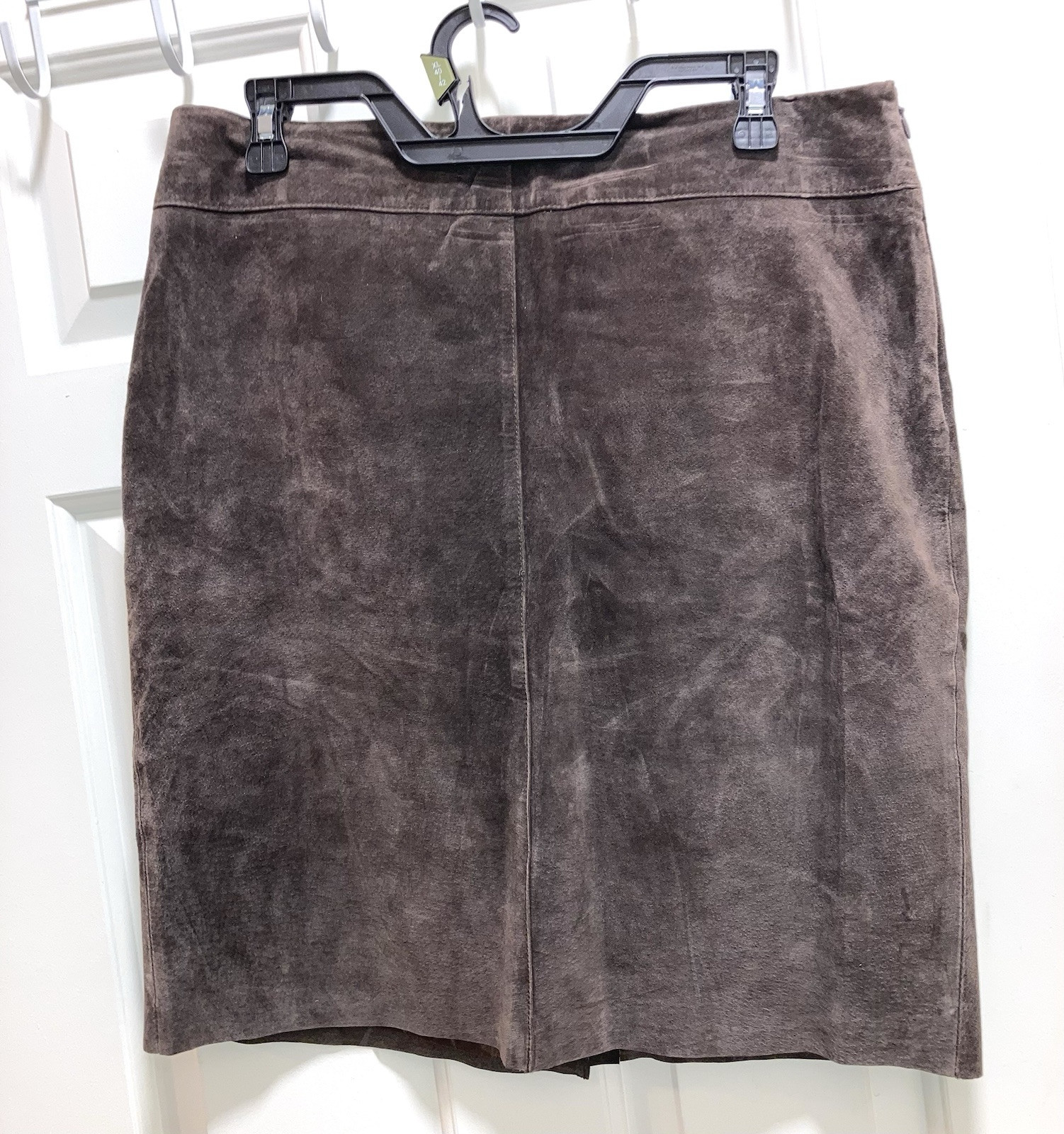 Express World Brand Brown Suede Leather pencil Skirt lined   Size 11/12